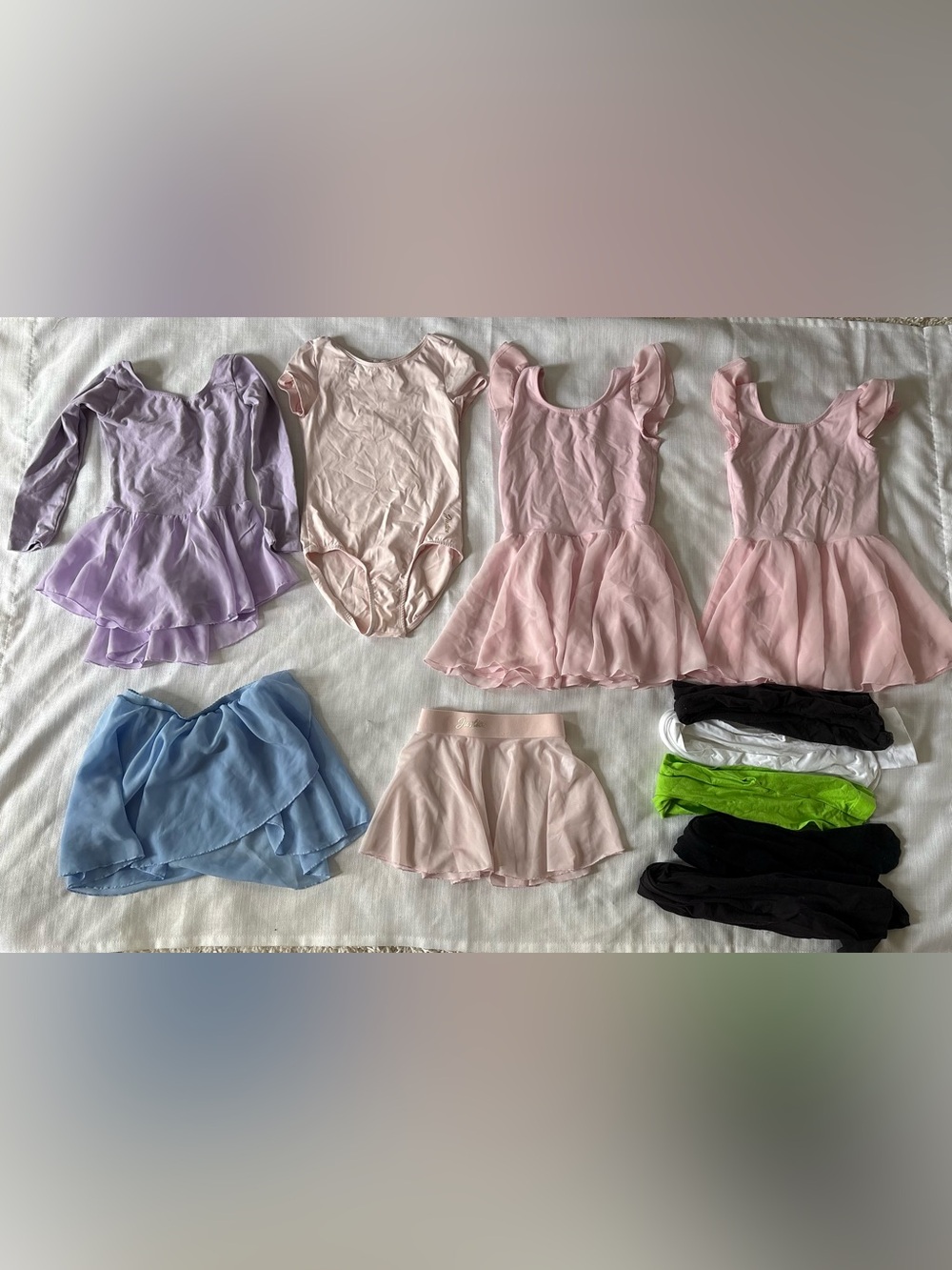 Girls' dance lot tutu, tights, leotards size xs and small